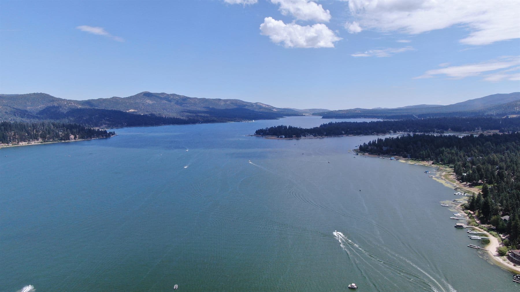 Aerial view of the north shore of Big Bear Lake